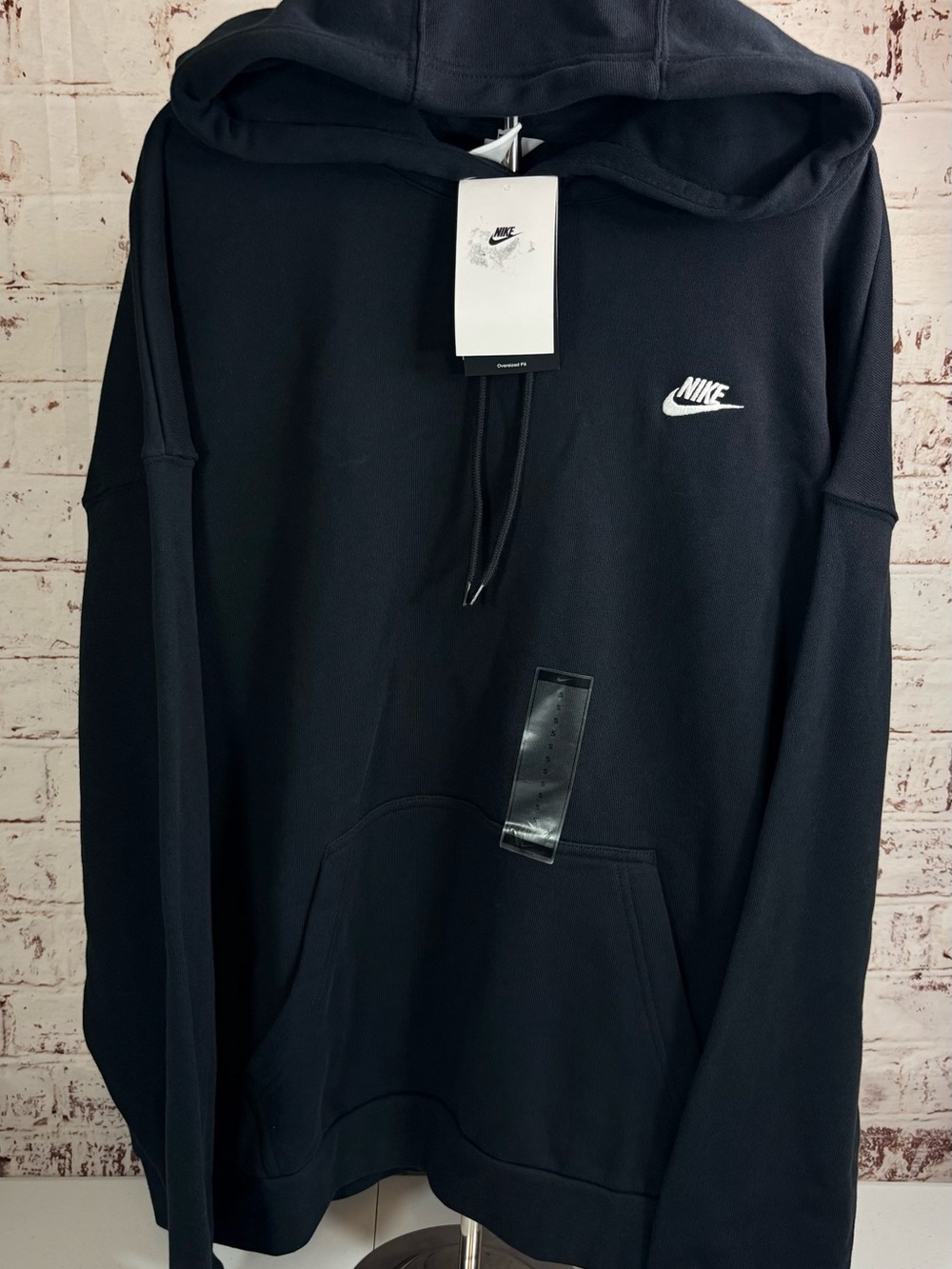 Nike Black Pullover Hoodie with White Swoosh
